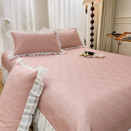 宜凡2024新款A类冰豆豆提花床盖凉席 宝嘉丽 粉