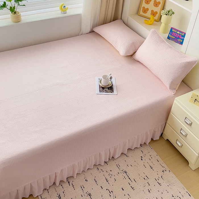 91家纺网 家纺一手货源 找家纺 羽爱2024新款A类全棉纯色榻榻米床盖 浅玉