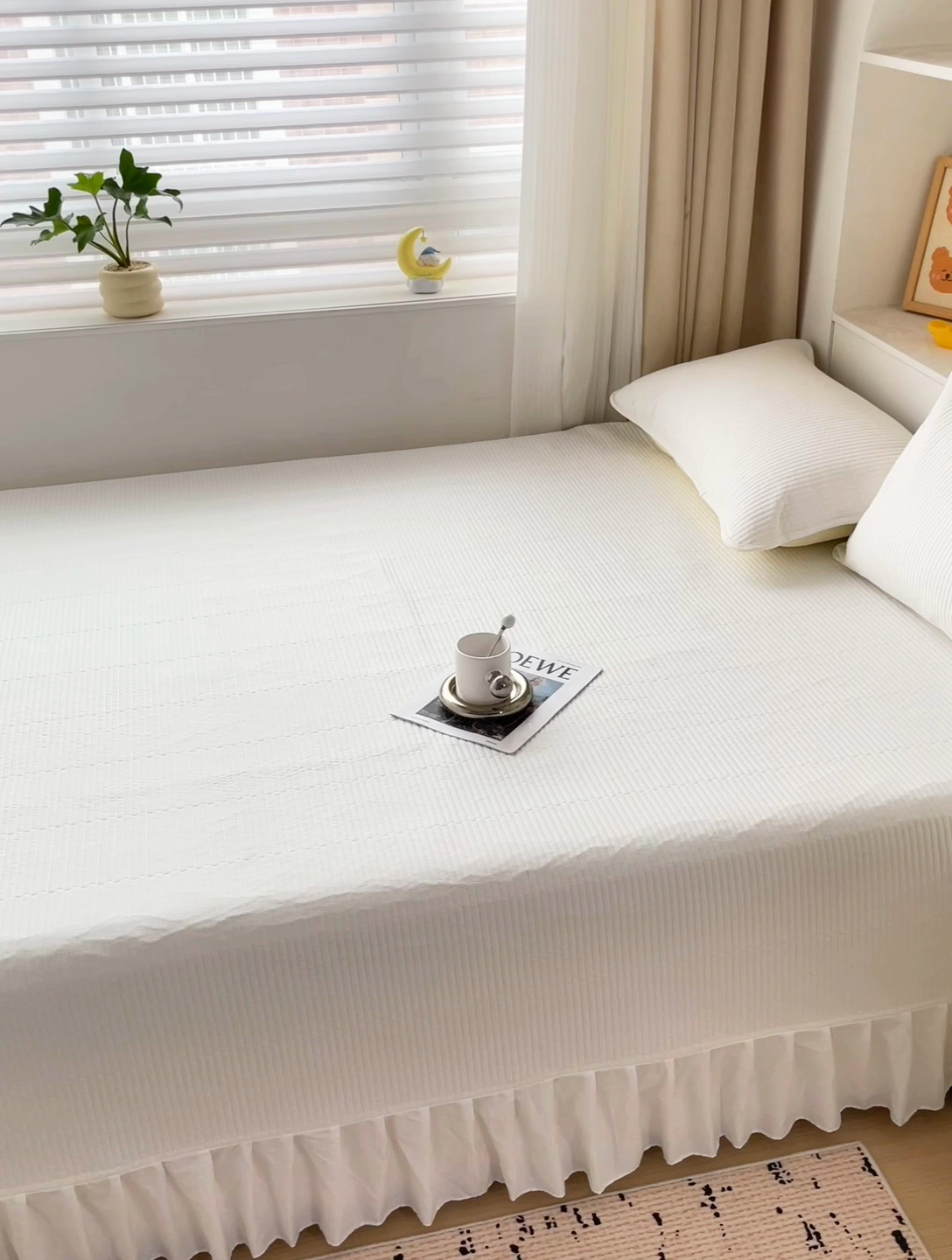 91家纺网 家纺一手货源 找家纺 羽爱2024新款A类全棉纯色榻榻米床盖 奶白