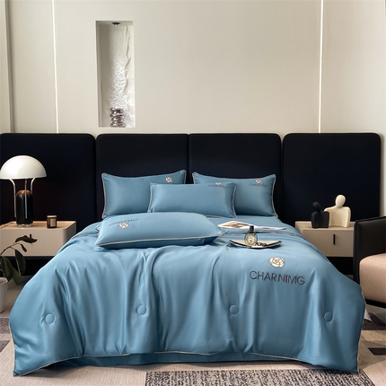 91家纺网 家纺一手货源 找家纺 （总）江暮云家纺 2025新款刺绣水洗天丝夏被四件套-花卉