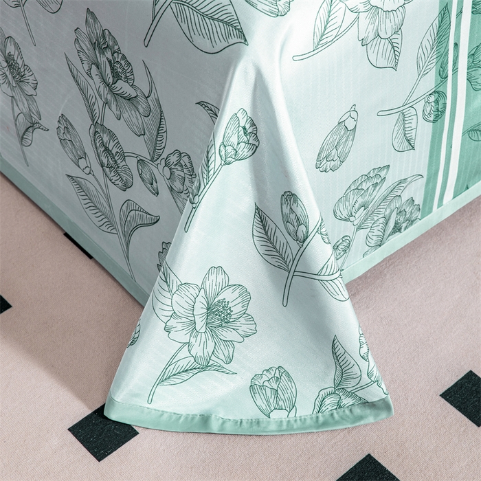 91家纺网 家纺一手货源 找家纺 席之家 2024新款冰丝印花凉席三件套 浪漫叶语