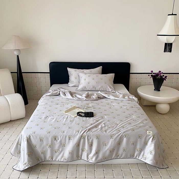 91家纺网 家纺一手货源 找家纺 汇庭 2024新款雅棉天丝可机洗夏被棚拍 多多象灰