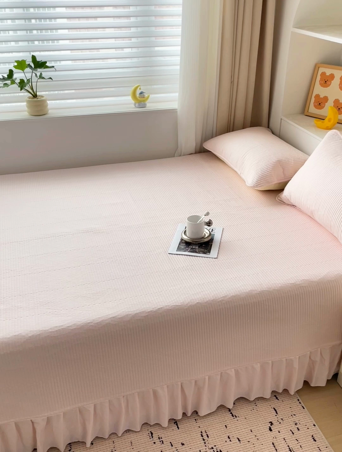 91家纺网 家纺一手货源 找家纺 羽爱2024新款A类全棉纯色榻榻米床盖 浅玉