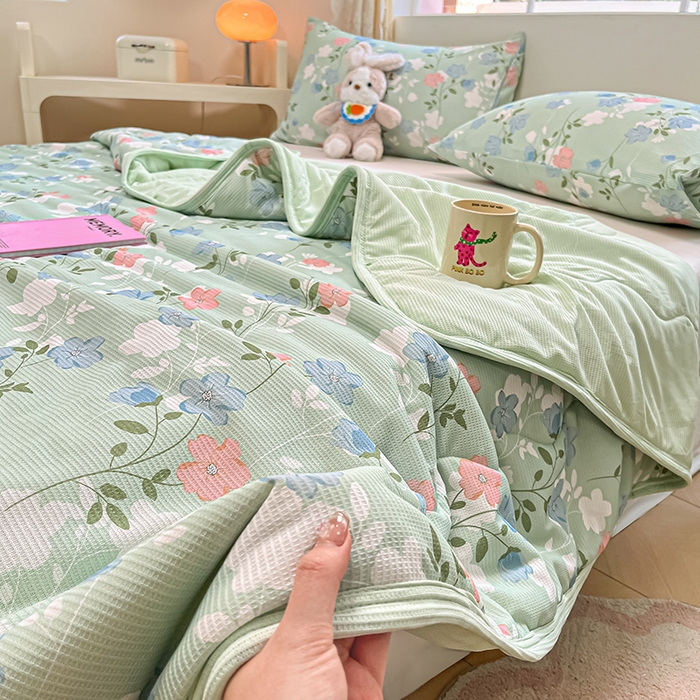 91家纺网 家纺一手货源 找家纺 美梦里 2024新款A类针织华夫格夏被夏凉被空调被子 清风