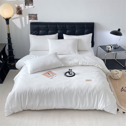 91家纺网 家纺一手货源 找家纺 （总）兰紫橙家纺 2025新款水洗棉轻薄条纹四件套