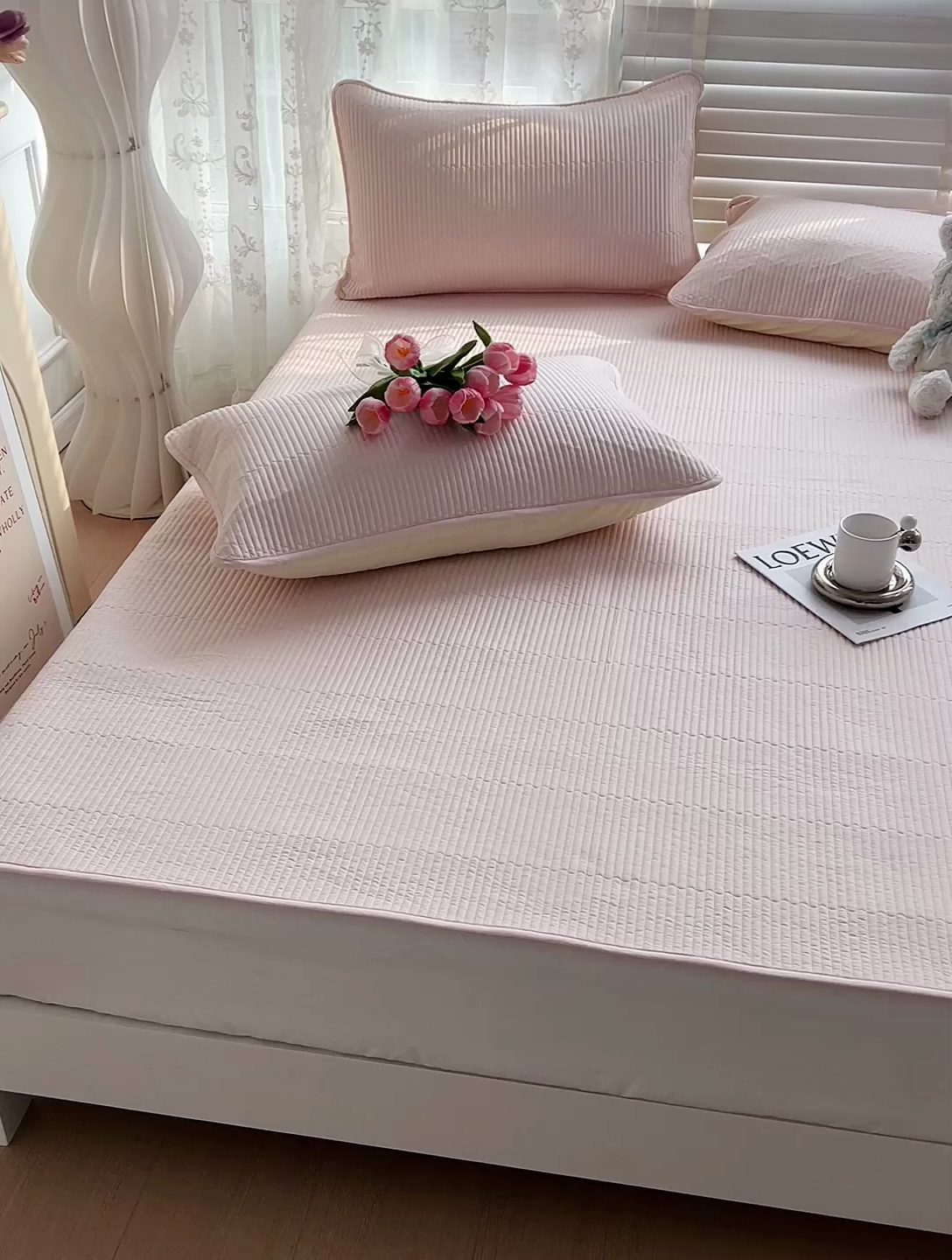 91家纺网 家纺一手货源 找家纺 （总）羽爱2024新款全棉直角纯色床盖床垫