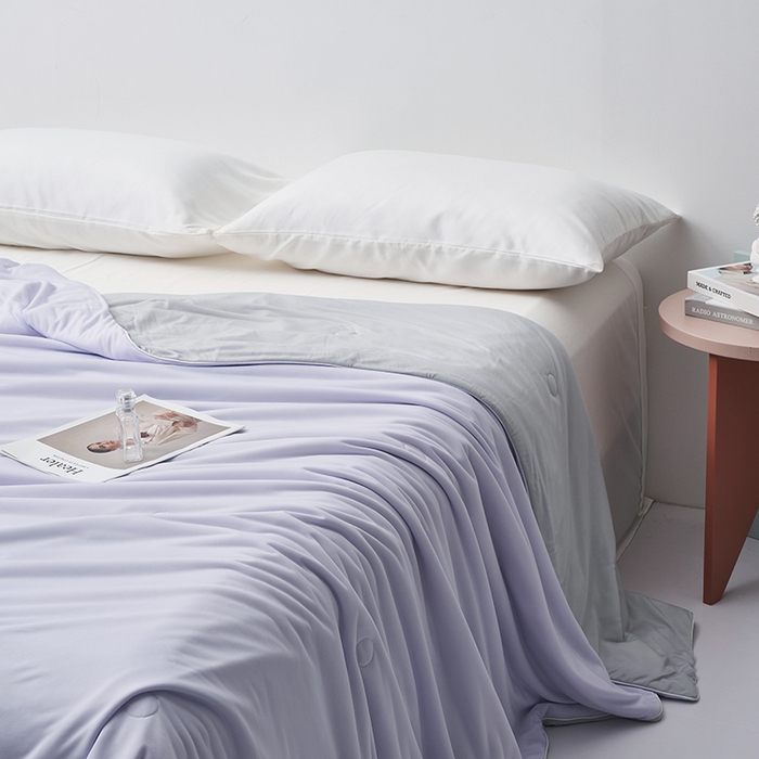 91家纺网 家纺一手货源 找家纺 梦可莱家居 2025新款抗菌凉感丝夏被 星云紫