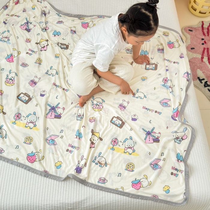 91家纺网 家纺一手货源 找家纺 星期八 2024新款舒适亲肤婴儿裸睡级卡通印花凉感毯 音乐派对