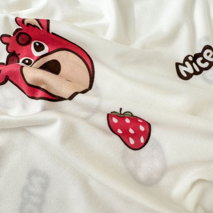 91家纺网 家纺一手货源 找家纺 星期八 2024新款舒适亲肤婴儿裸睡级卡通印花凉感毯 草莓小熊