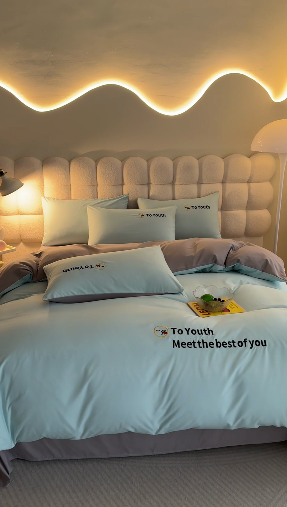 91家纺网 家纺一手货源 找家纺 梦恬佳 2024新款水洗磨毛四件套 天空蓝