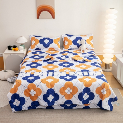 91家纺网 家纺一手货源 找家纺 乐居坊 2024新款亲肤舒适印花芦荟棉夏凉被四件套 海阔天空