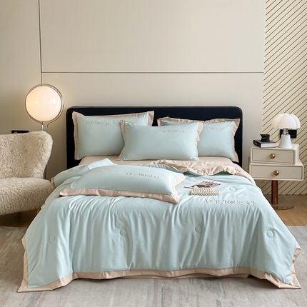 91家纺网 家纺一手货源 找家纺 （总）斯尔顿2025新款亲肤刺绣夏凉被四件套-倾城系列