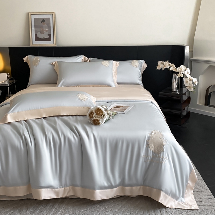 91家纺网 家纺一手货源 找家纺 爱缦 2024新款60支奥地利兰精四件套--洛丽塔系列 绵绵海盐