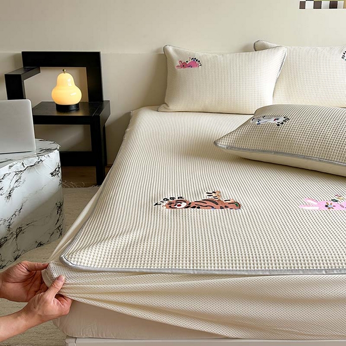 91家纺网 家纺一手货源 找家纺 柚子YOUTH 2024新款PE凉感可机洗凉席 慵懒时光