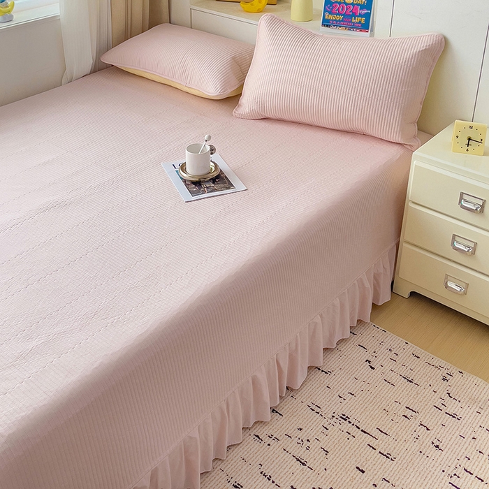 91家纺网 家纺一手货源 找家纺 羽爱2024新款A类全棉纯色榻榻米床盖 浅玉