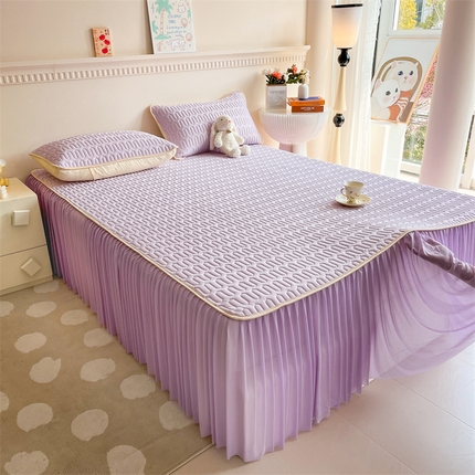 91家纺网 家纺一手货源 找家纺 （总）湘之帛 2024新款凉感丝乳胶床裙三件套