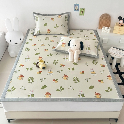 91家纺网 家纺一手货源 找家纺 寐居 2024新款时尚印花牛奶丝凉席 花园