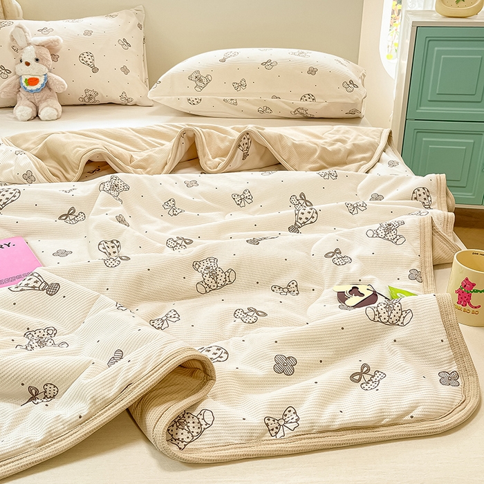 91家纺网 家纺一手货源 找家纺 美梦里 2024新款A类针织华夫格夏被夏凉被空调被子 四叶草