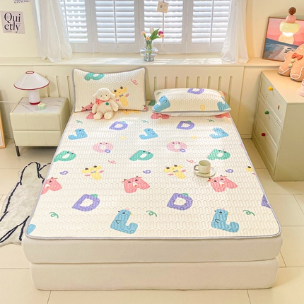 寐居 2024新款时尚印花凉感丝乳胶凉席三件套 萌趣