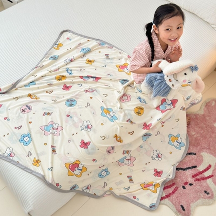 91家纺网 家纺一手货源 找家纺 星期八 2024新款舒适亲肤婴儿裸睡级卡通印花凉感毯 糖果兔