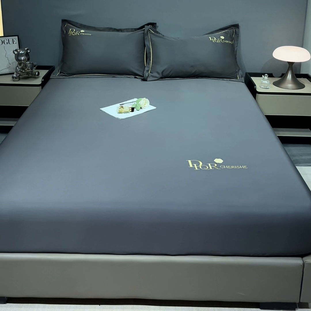 91家纺网 家纺一手货源 找家纺 丽美人家纺 2024新款简约水洗真丝单床笠 岩云灰