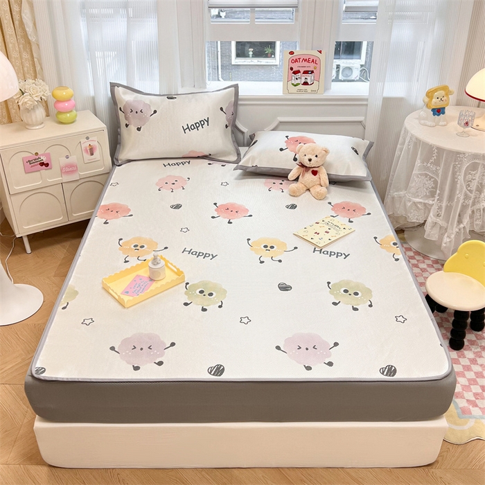 91家纺网 家纺一手货源 找家纺 慕尚 2025新款800D冰藤凉席 小公仔-床笠款