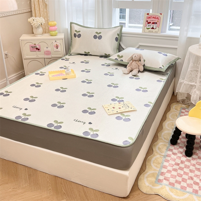 91家纺网 家纺一手货源 找家纺 慕尚 2025新款800D冰藤凉席 樱桃紫-床笠款