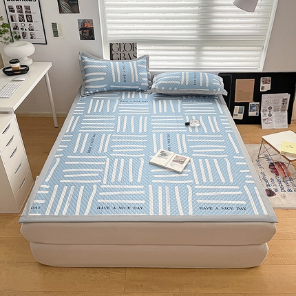 寐居家纺 2024新款凉豆豆印花凉席 凉豆豆-简约蓝白调