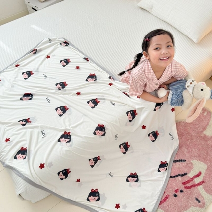 星期八 2024新款舒适亲肤婴儿裸睡级卡通印花凉感毯 小女孩