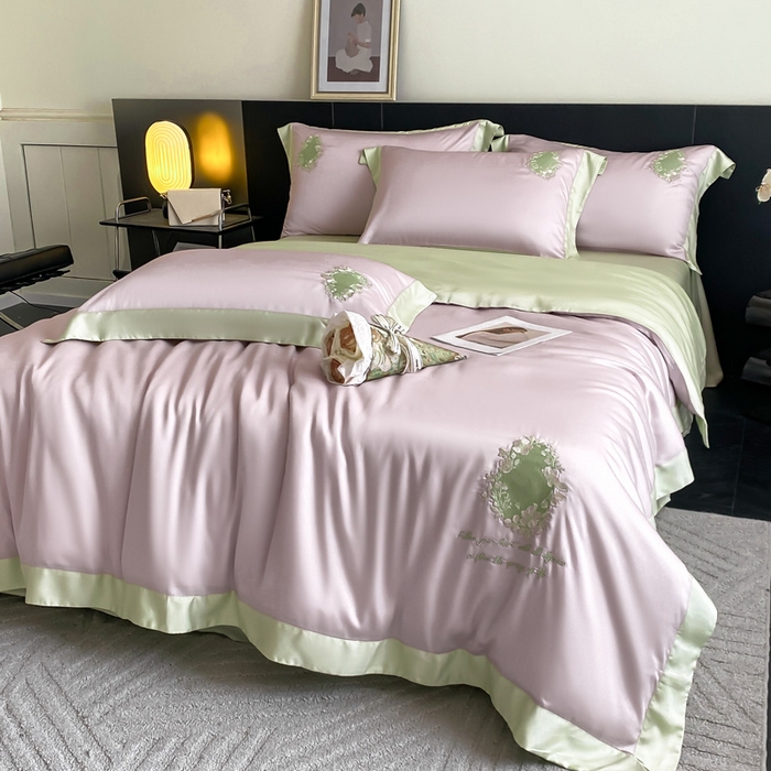 91家纺网 家纺一手货源 找家纺 爱缦 2024新款60支奥地利兰精四件套--洛丽塔系列 乌梅子酱