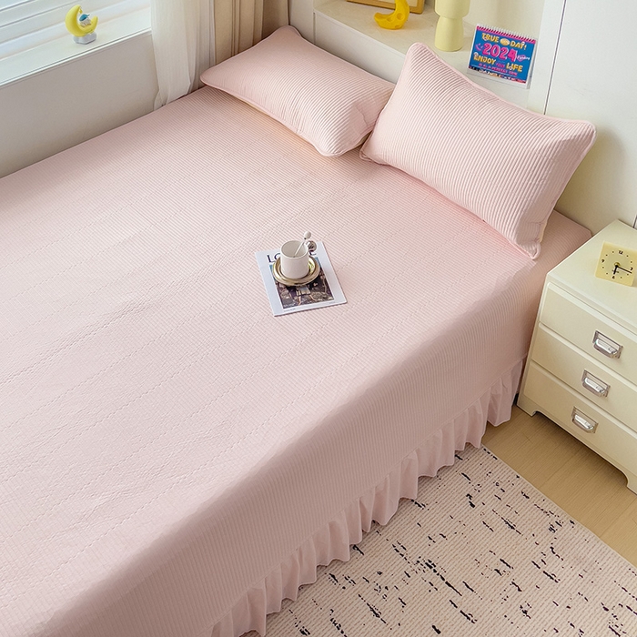 91家纺网 家纺一手货源 找家纺 羽爱2024新款A类全棉纯色榻榻米床盖 浅玉