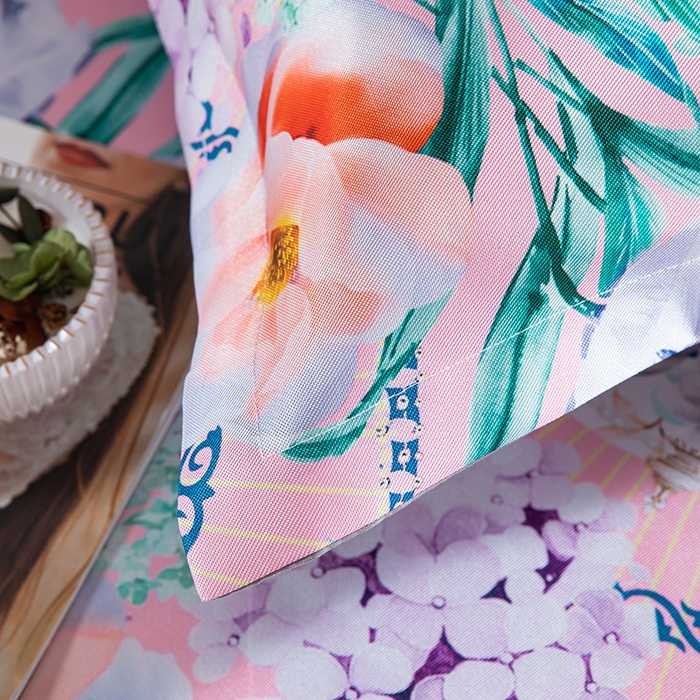 91家纺网 家纺一手货源 找家纺 席之家 2024新款冰丝印花凉席三件套 花开富贵粉