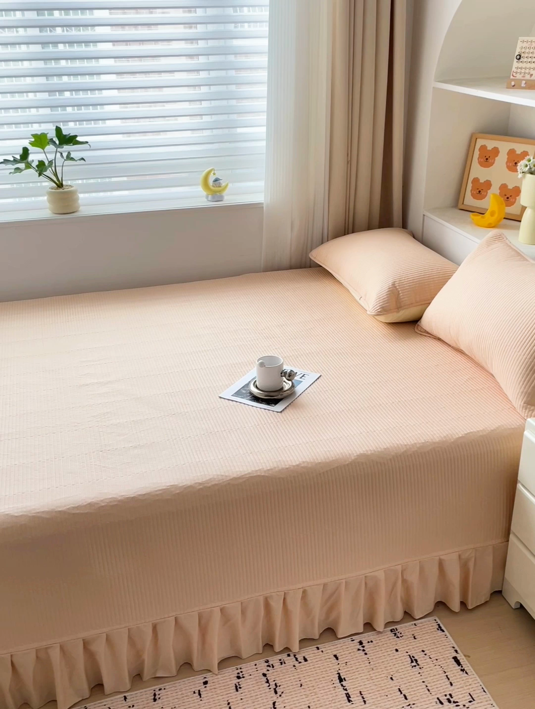 91家纺网 家纺一手货源 找家纺 羽爱2024新款A类全棉纯色榻榻米床盖 米驼