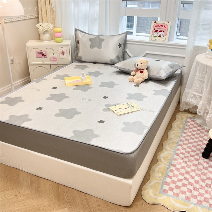 91家纺网 家纺一手货源 找家纺 慕尚 2025新款800D冰藤凉席 星星-床笠款