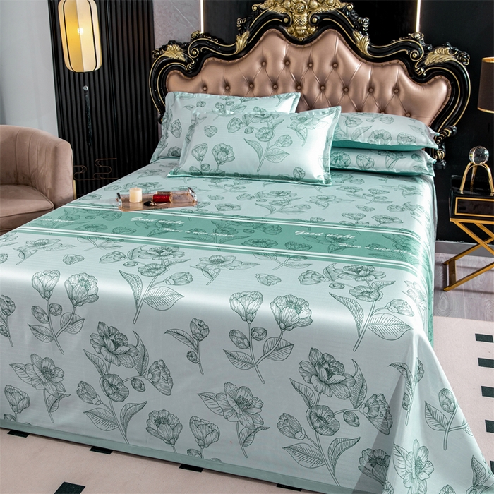 91家纺网 家纺一手货源 找家纺 席之家 2024新款冰丝印花凉席三件套 浪漫叶语