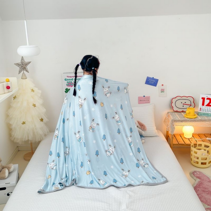 91家纺网 家纺一手货源 找家纺 星期八 2024新款舒适亲肤婴儿裸睡级卡通印花凉感毯 礼物狗