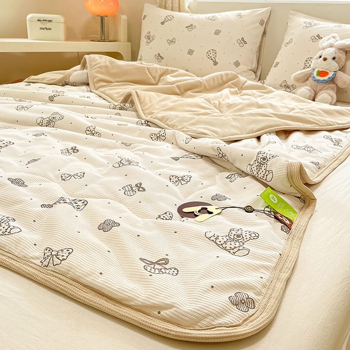 91家纺网 家纺一手货源 找家纺 美梦里 2024新款A类针织华夫格夏被夏凉被空调被子 四叶草