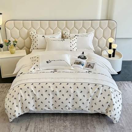 91家纺网 家纺一手货源 找家纺 梦舒羽 2025新款 莱赛尔天丝四件套-玫瑰之约 玫瑰之约-奶白