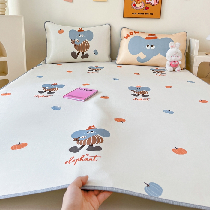 91家纺网 家纺一手货源 找家纺 寐居家纺 2024新款A类时尚印花凉感冰丝凉席 象小贝