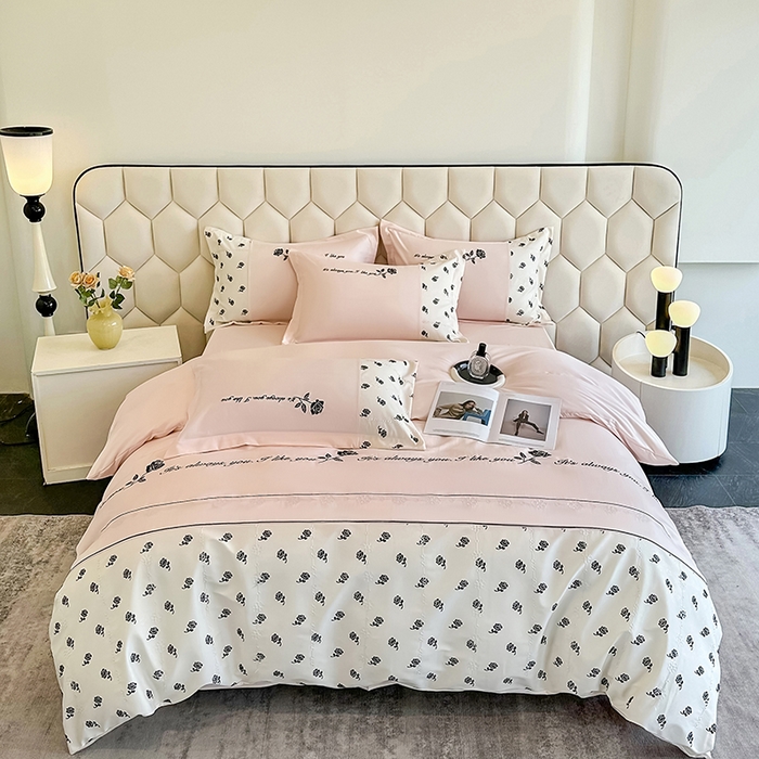 91家纺网 家纺一手货源 找家纺 （总）梦舒羽 2025新款 莱赛尔天丝四件套-玫瑰之约