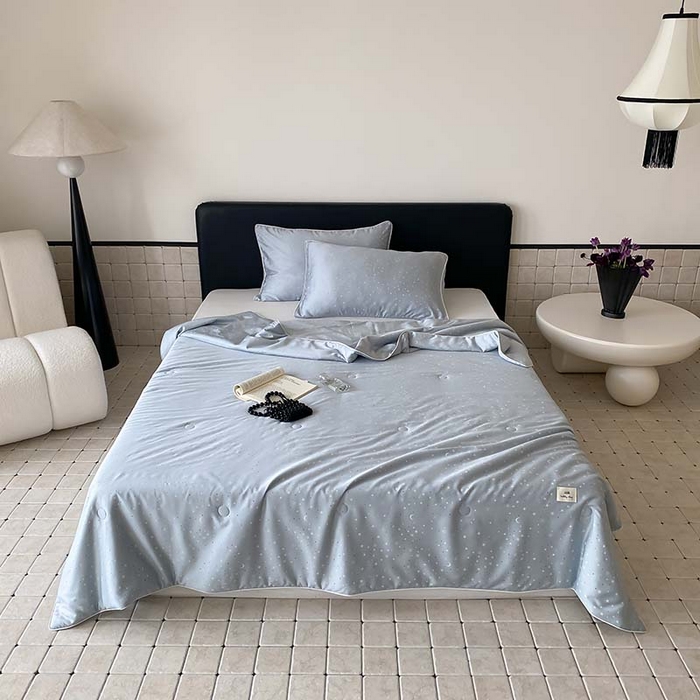 91家纺网 家纺一手货源 找家纺 汇庭 2024新款雅棉天丝可机洗夏被棚拍 星月