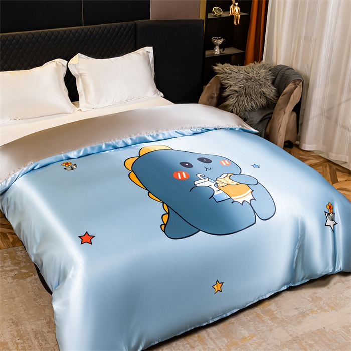 91家纺网 家纺一手货源 找家纺 2025年新款大版冰丝被套 小恐龙-大版冰丝被套