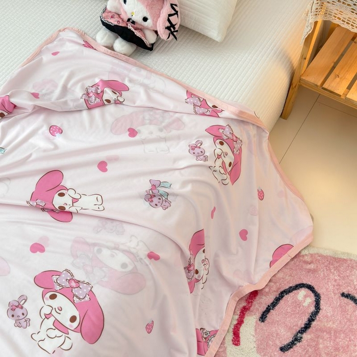 91家纺网 家纺一手货源 找家纺 星期八 2024新款舒适亲肤三丽鸥婴儿裸睡级凉感毯 粉色美乐蒂