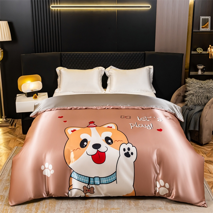 91家纺网 家纺一手货源 找家纺 2025年新款大版冰丝被套 可爱汪-大版冰丝被套