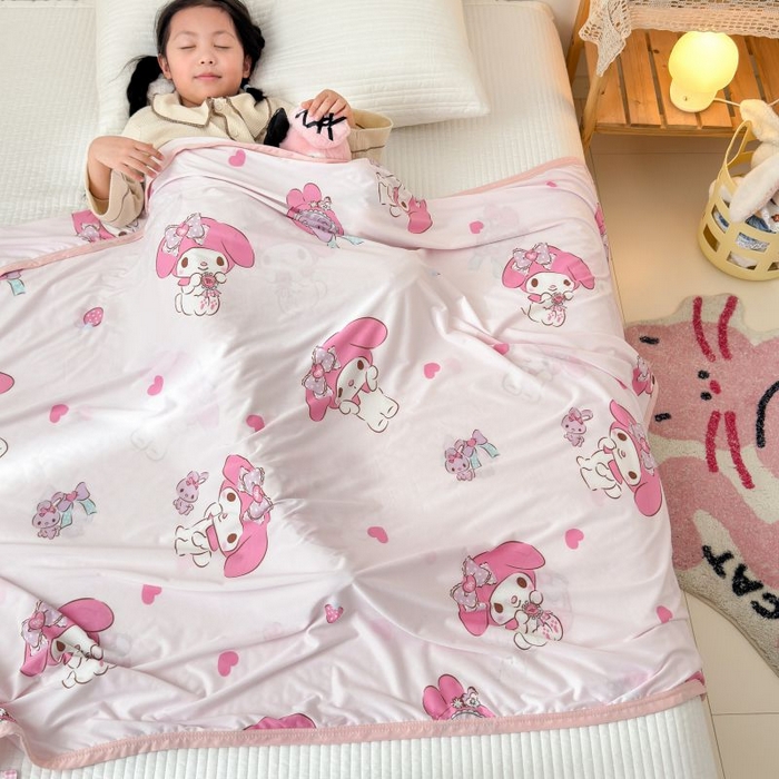 91家纺网 家纺一手货源 找家纺 星期八 2024新款舒适亲肤三丽鸥婴儿裸睡级凉感毯 粉色美乐蒂