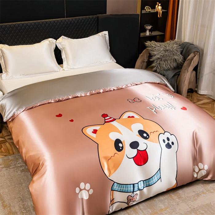 91家纺网 家纺一手货源 找家纺 2025年新款大版冰丝被套 可爱汪-大版冰丝被套