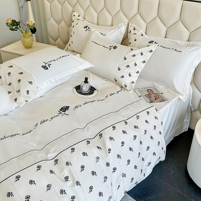 91家纺网 家纺一手货源 找家纺 梦舒羽 2025新款 莱赛尔天丝四件套-玫瑰之约 玫瑰之约-奶白