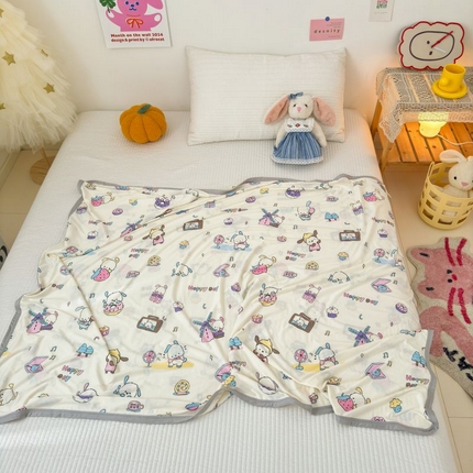 91家纺网 家纺一手货源 找家纺 星期八 2024新款舒适亲肤婴儿裸睡级卡通印花凉感毯 音乐派对