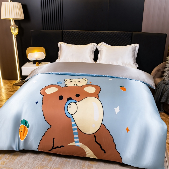 91家纺网 家纺一手货源 找家纺 2025年新款大版冰丝被套 抱抱熊-大版冰丝被套