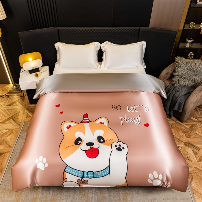 91家纺网 家纺一手货源 找家纺 2025年新款大版冰丝被套 可爱汪-大版冰丝被套